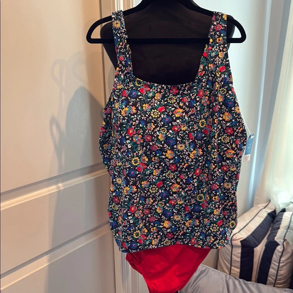 Lands' End Floral One Piece Swimsuit - Multicolor and Red - Picture 1 of 5